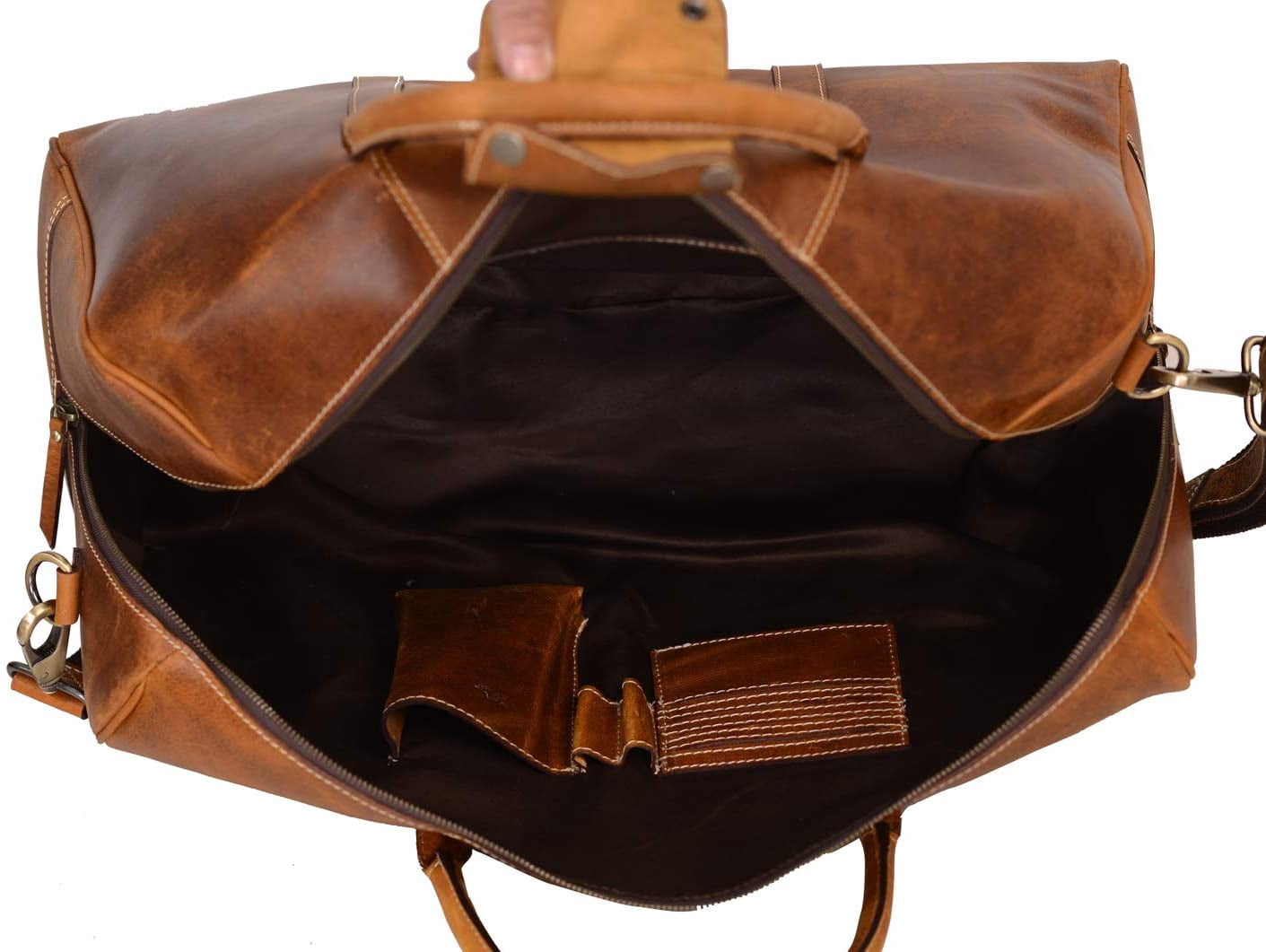Leather Duffel Bag Travel Gym Sports Overnight Weekend cabin holdall by KomalC (Distressed Tan)