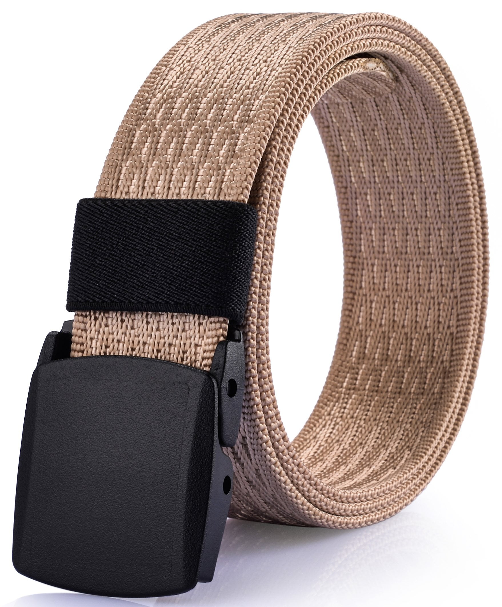Men's Casual Dress Belt No Metal Parts Plastic Buckle Quick Security