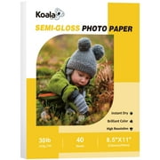 Koala Thin Semi-Gloss Photo Paper 8.5x11 for Inkjet + Laser Printers, 30lb Semi Glossy Printer Picture Paper 115g 7Mil for DIY Brochures, Flyers, Custom Chip Bags