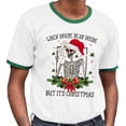 thumbnail image 2 of Santa Skeleton Dead Inside Ringer Tee Shirt Unisex X-Large White/Kelly Green, 2 of 5