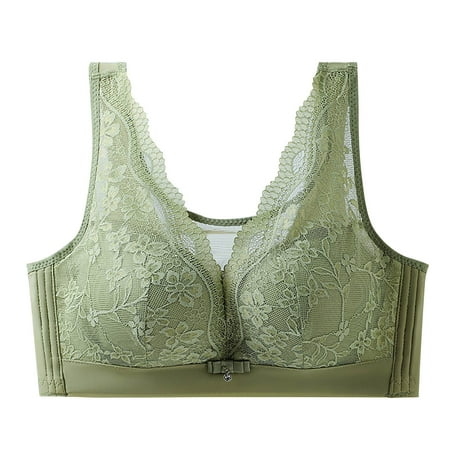 Gnurob Women s Lace No Underwire Bra Full Coverage Push Up Bralette Beauty Back Smoothing Bras Padded Wireless Bralettes Clearance Deals 03-Green 38/85CD