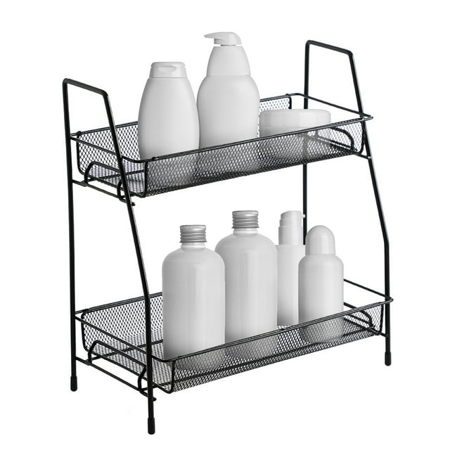 Zootealy 2-Tier Countertop Shelf Kitchen Spice Rack Organizer Detachable Iron Storage Shelf for Bathroom Small Storage Rack Makeup Fruits Snacks Basket Organizer