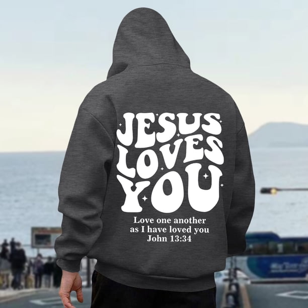 MHFRRA Sudadera con Capucha y Sudadera para Hombre, Jersey de Manga Larga con Estampado Delantero y Trasero para Uso Informal, Corte Holgado, Ideal para Otoño E Invierno Gris