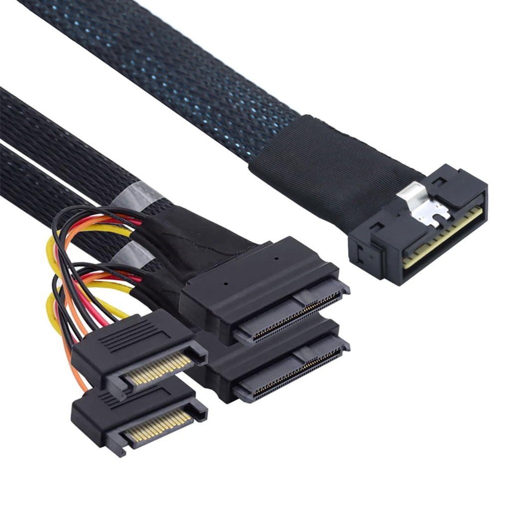 SFF 8654 8I to 2x SFF 8639 Adapter with 15P SATAs Power NVME PCIe SSDs Cable for Stable Data Transfer