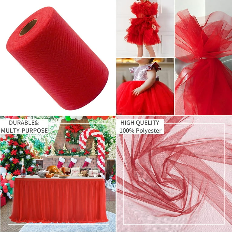 ZTTD Red Tulle Fabric Rolls Inch by 25 Yards (75 feet) Fabric