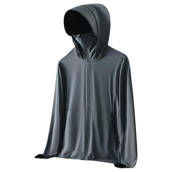 USNSM Sun Protection Rash Guard Jacket for Men Lightweight Breathable Shirts with UV Protection Hoodie Gray XXXXL