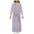 thumbnail image 5 of Hpapadks Women's Robes Ladies Absorbent Quick Drying Short Sleeved Robe Bathrobe Nightgowns for Women Light Purple L, 5 of 5