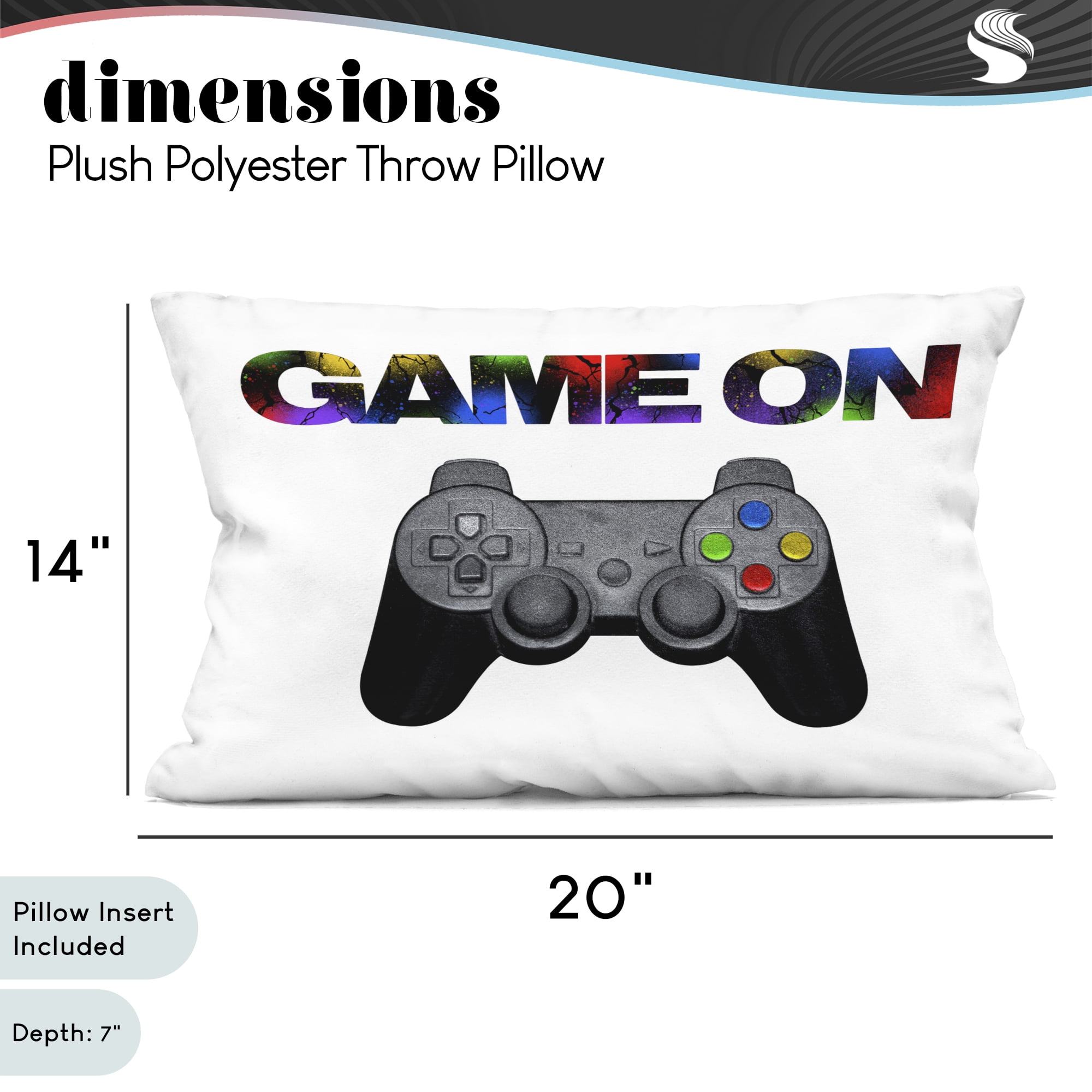 Stupell Industries Controller Game On Splatter Decorative Printed Throw Pillow, design by Marcus Prime, 14 x 7 x 20