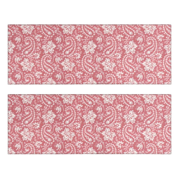 Kitchen Rugs Sets Of 2,Pink Pioneer Flower and Paisley Pattern Anti Fatigue Kitchen Mat Rugs Non Slip Washable,Decorative Kitchen Floor Mats for Kitchen,Sink,Laundry,17"X47"
