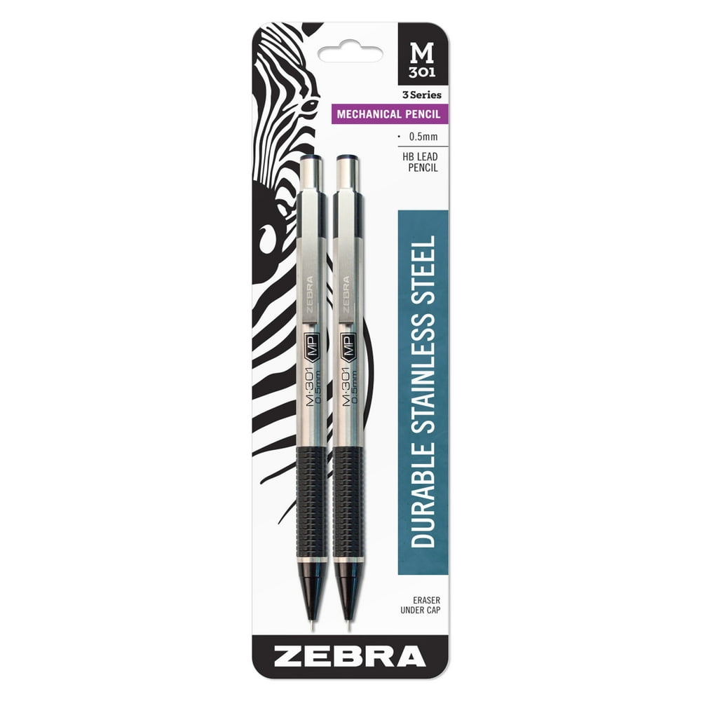 Zebra Pen M301 Stainless Steel Mechanical Pencil, 0.5mm Point Size