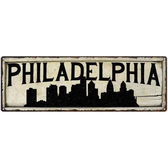 Philadelphia City Sky Line Silouette Wall Décor 6x18 Metal Sign 206180028044