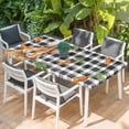 thumbnail image 2 of Easter Bunny Table Cloths for 5 Foot Rectangle Tables, Spring Rabbits Carrots Black Buffalo Plaid Patio Waterproof Elastic Fitted Tablecloths, Washable Rectangular Table Cover for Camping, 2 of 8