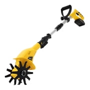 Electric Cordless Tiller Cultivator, Extendable Pole, 20V 250RPM, Rechargeable, 3.9in Rototiller for Garden