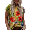 thumbnail image 2 of CHGBMOK Blouses Grande Taille pour Femmes Été Blouse Décontractée à Manches Courtes Imprimée Col Rond T-Shirt Hauts pour Dames Hauts de Plage d'Été en Solde, 2 of 4