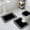 Black, variant on Turquoise Bath Mat 3 Piece Bathroom Rug Set, Geometric Boho Ethnic Tile Chic Monochrome Non Slip Bath Rug Contour Mat and Toilet Lid Cover, Absorbent Shower Mats Soft Bath Rugs and Mats Sets