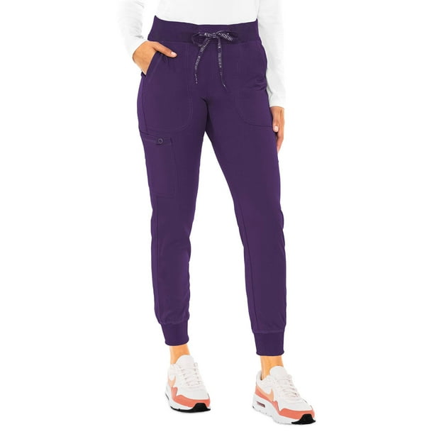 MED COUTURE Women's Touch Jogger Yoga Scrub Pants, Color Eggplant, Size 3XL Regular