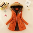 thumbnail image 2 of iOPQO Winter Coats for Women Warm Thickened Overcoat Warm Trendy Fleece Lined Hooded Snow Coat Fleece Jacket,Jackets for Women,Fall Outfits Orange M, 2 of 5
