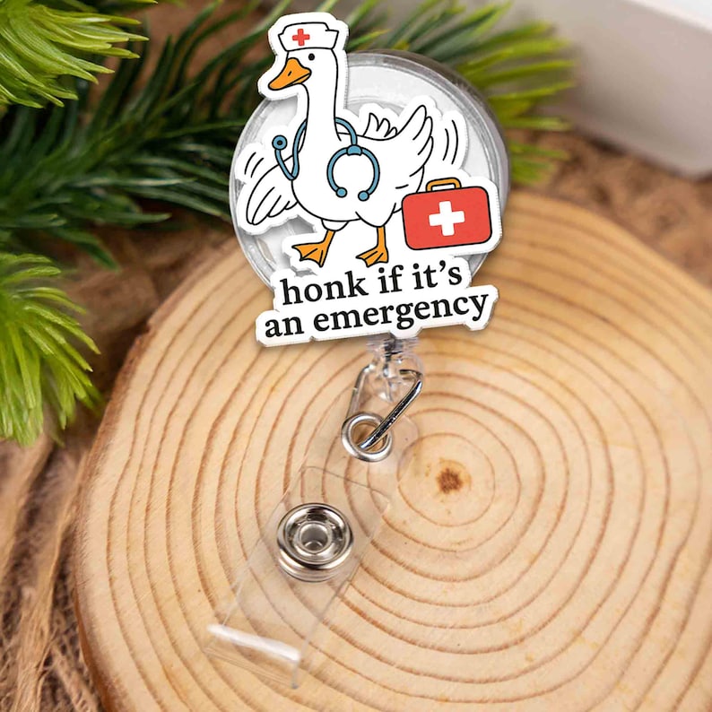 TiniDecor Funny Goose Nurse Badge Reel, Retractable ID Holder, Cute Gift for RN, Med Student