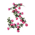 thumbnail image 2 of Hovilon 6ft Artificial Simulated Rose Vine - 21-Head Faux Rose Garland with Realistic Flowers, Flexible Green Floral Vine for Wedding Backdrop Wall, Arch, Mantel, and Home Party Decoration (Red), 2 of 6