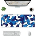 thumbnail image 6 of Navy Blue White Gaming Mouse Pad Desk Pad XL 31.5×11.8 Inch Japanese Anime Geometric Cool Extended Mousepad 30X80cm with Non-Slip Rubber Base Stitched Edge Large Desk Mat for Gamer Office Home Work, 6 of 6