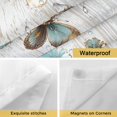 thumbnail image 4 of No Hook Shower Curtains with Snap-in Liner Set, Teal Tulip Butterfly Waterproof Hotel Style Bathroom Shower Curtain, Beige Turquoise Floral Farmhouse Blue Breathable Mesh Top Bath Curtains 60''x72'', 4 of 9