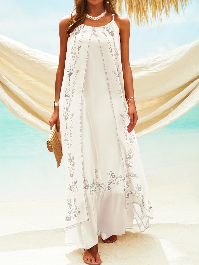 bohemian embroidered suspender dress