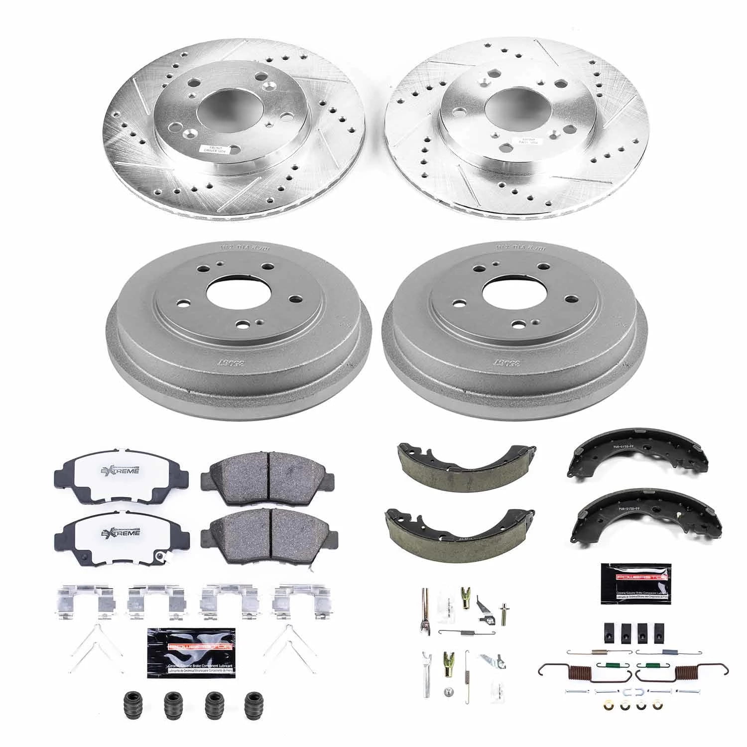 PowerStop Front and Rear Z26 Street Warrior Brake Pad Rotor Drum and Shoe Kit Fits: HONDA Select Models K15112DK-26