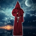 thumbnail image 6 of Alaiyaky Monk Costume Adult Men Medieval Robe Priest Cloak Outfit Halloween Black Renaissance Vicar Uncle Fester with Hood Costume Cross Fancy Dress Cosplay Carnival, 6 of 7
