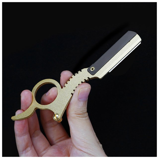 LPSSTORE Stainless Steel Folding Ring Knife Holder Hairdressing Shaver Facial Repair Tool