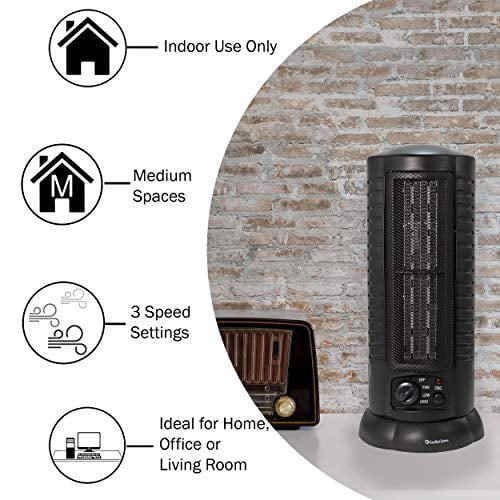 Comfort Zone 1,500-Watt Oscillating Ceramic Tower Heater with Safety  Features, Black - Walmart.com