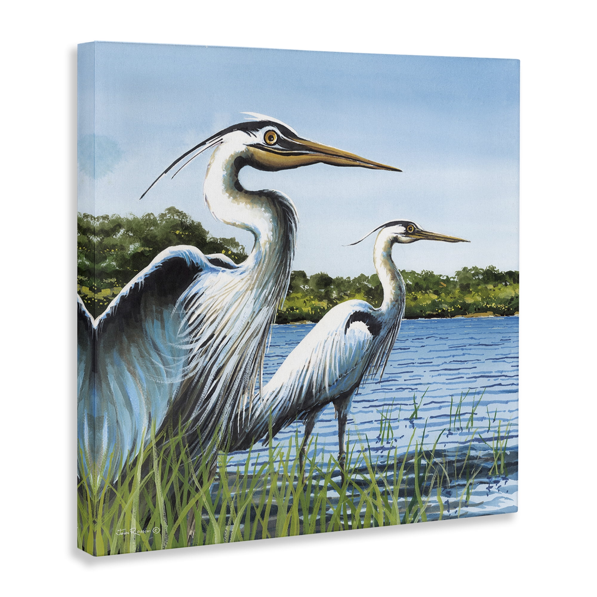 Stupell Industries Traditional Egrets Gazing Animals & Insects Painting Gallery Wrapped Canvas Art Print Wall Art, 30 x 30