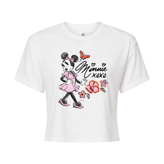 Disney - Minnie Mouse  - Juniors Cropped Cotton Blend T-Shirt