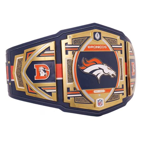 Denver Broncos Championship Belt Metal Plates Hand-Tooled Leather Strap Adult Size Collectible Denver Broncos Championship Belt Metal Plates Hand-Tooled Leather Strap Adult Size Collectible