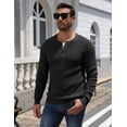 thumbnail image 4 of COOFANDY Mens Henley Waffle Pullover Sweater, Button Crewneck Casual Textured Sweaters, 4 of 8