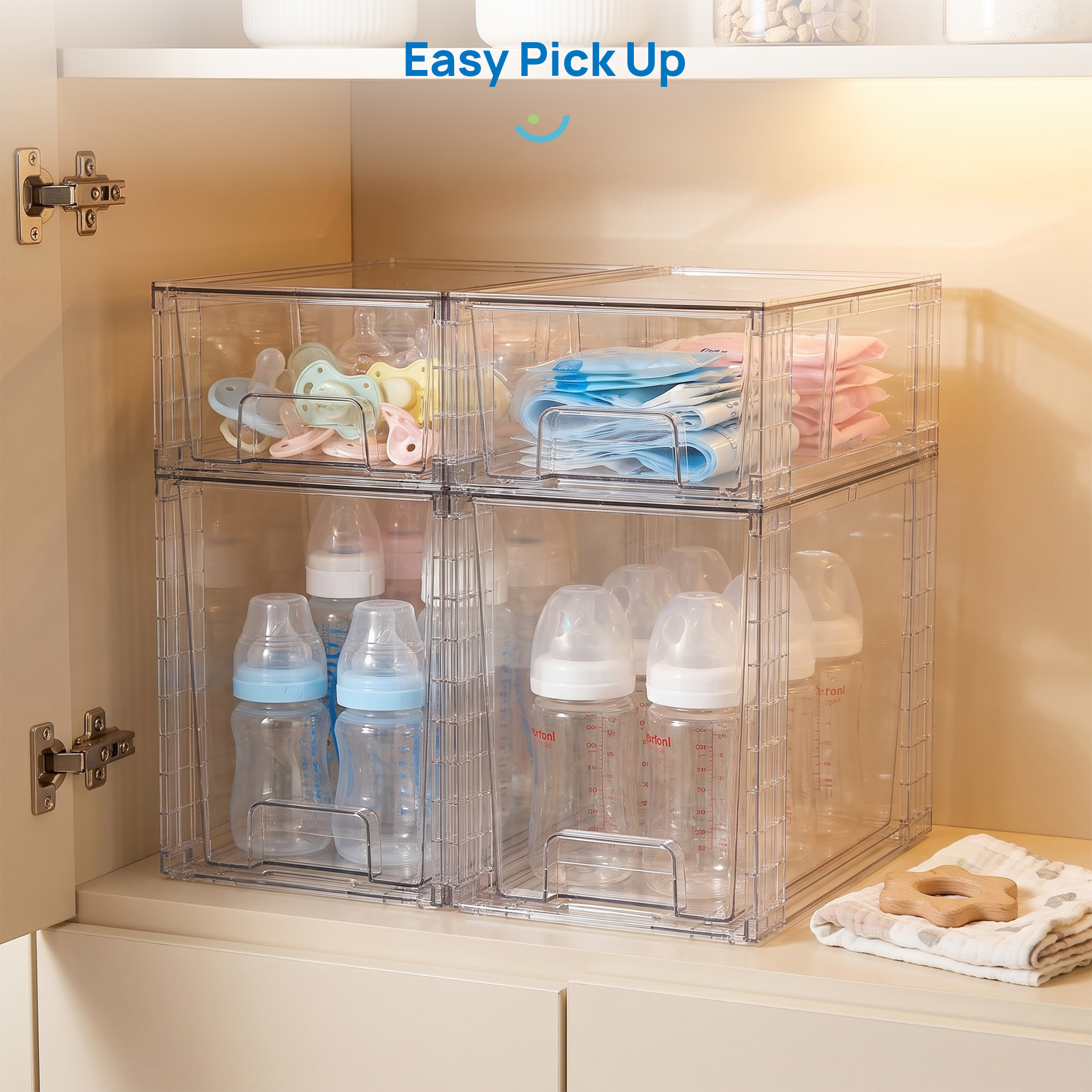 Sindcom 4-Pack Clear Stackable Storage Drawers photo 2