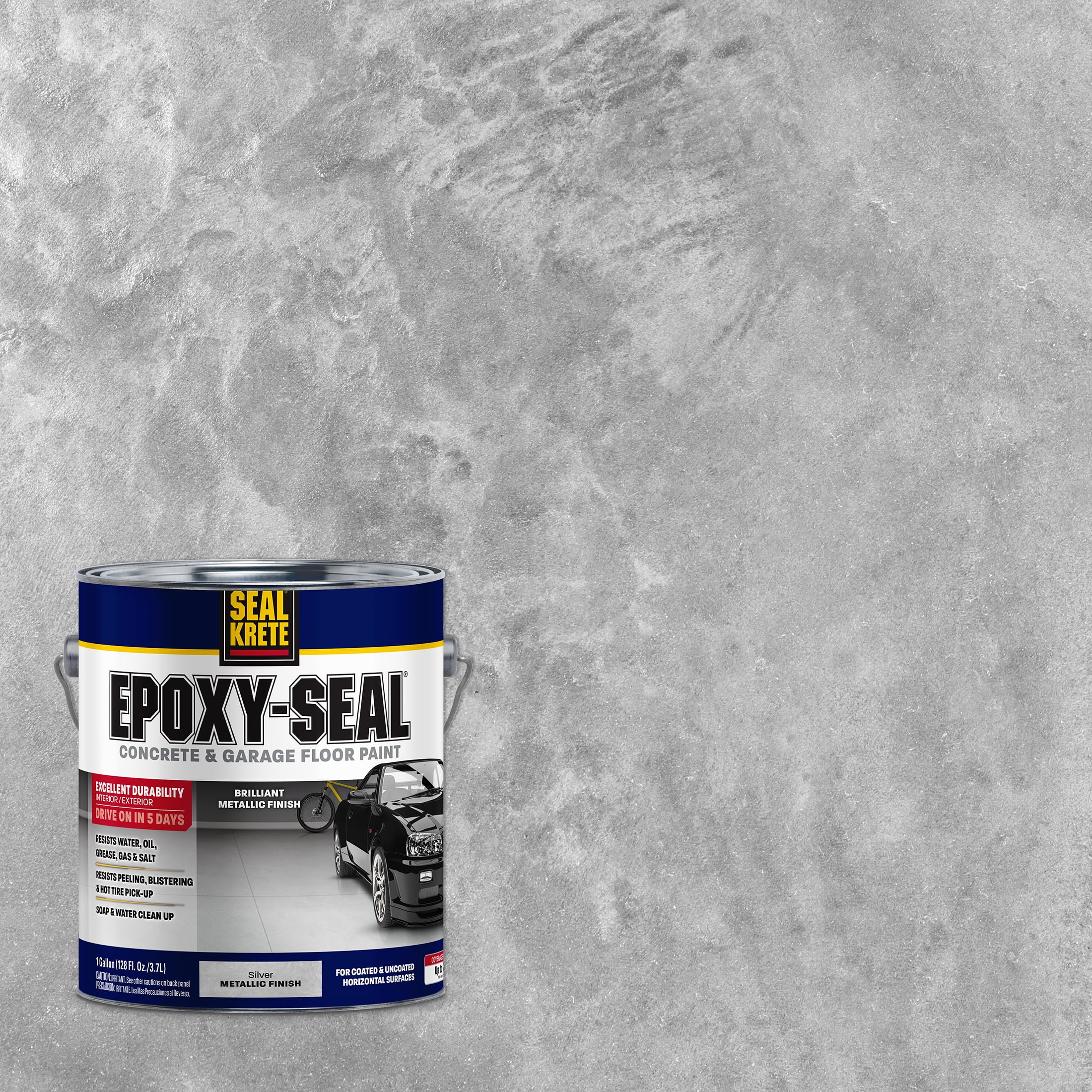 Silver, Seal-Krete Metallic Concrete & Garage Floor Paint-343813, Gallon