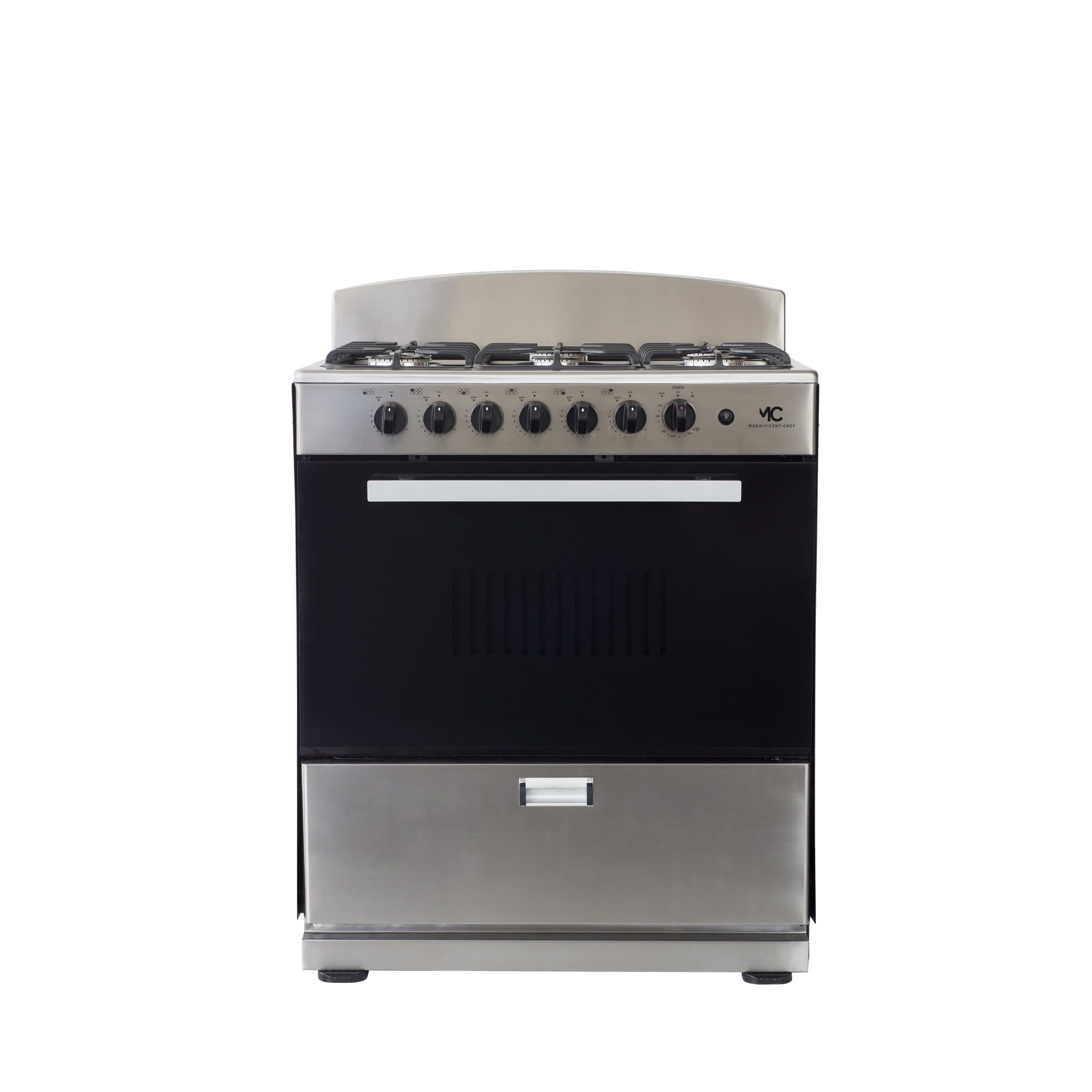Magnificent Chef- Free Delivery- 30" Stainless Steel Gas Stove with 4.0 CFT Oven Capacity -Sealed Burners, 3 Ultra-Fast, 3 Fast – Easy to Clean, Iron Grates, Cool Knobs 2-year Warranty.