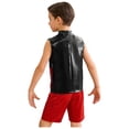 thumbnail image 2 of Hansber Boys Hip Hop Street Jazz Dance Outfit Kids Color Block Sleeveless Tank Top with Sequin Shorts Set Red 12, 2 of 7