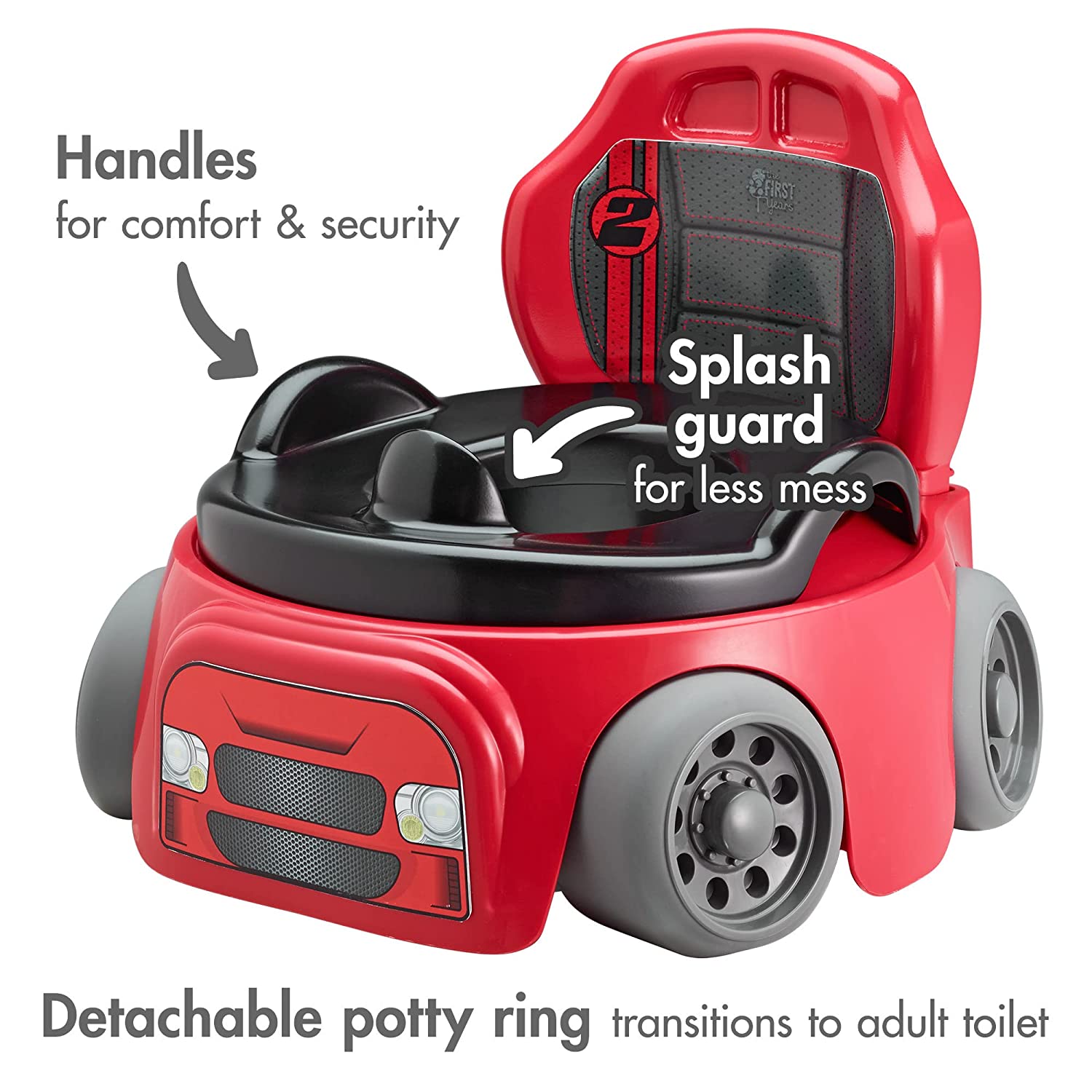 The First Years Training Wheels Racer Potty Training Toilet - Race Car Training Potty - Includes Detachable Toddler Toilet Seat and Kids Potty - Ages 18 Months and Up 1 Count (Pack of 1) Car - image 5 of 7