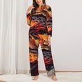thumbnail image 2 of Salouo Dynamic Fire Bird Art Pattern Women's Pajamas Set Long Sleeve Button Down Sleepwear Soft Pj Lounge Sets for women 2 Piece Pjs Set with Long Pants-Medium, 2 of 7