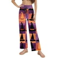 thumbnail image 3 of MLQIDK Womens Pumpkin Bat Ghost Print Pajama Pants Plus Size Lounge Pajamas Drawstring Elastic Waist Loose fit Fall Pjs Halloween Sleepwear, 3 of 4