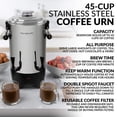 thumbnail image 2 of HomeCraft 45-Cup Coffee Urn and Hot Beverage Dispenser with Double Dripless Faucet, Quick-Brewing, Stainless Steel, 2 of 5