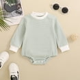 thumbnail image 2 of KPOPLK Newborn Baby Girl Romper Bubble Long Sleeve Little Bean Bodysuit Ovesized Sweatshirt Infant Casual Shirts Top Size 3-6 Months,Green, 2 of 9