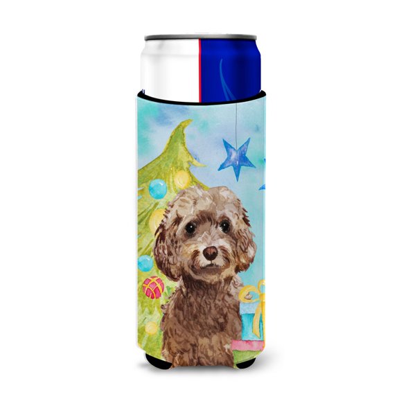 Carolines Treasures BB9409MUK Brown Cockapoo Christmas Michelob Ultra Hugger for slim cans  Slim Can multicolor