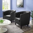 thumbnail image 2 of Armchair Accent Chair, Set of 2, Faux Leather, Black, Modern Contemporary Urban Design, Living Lounge Room Hotel Lobby Hospitality, 2 of 4