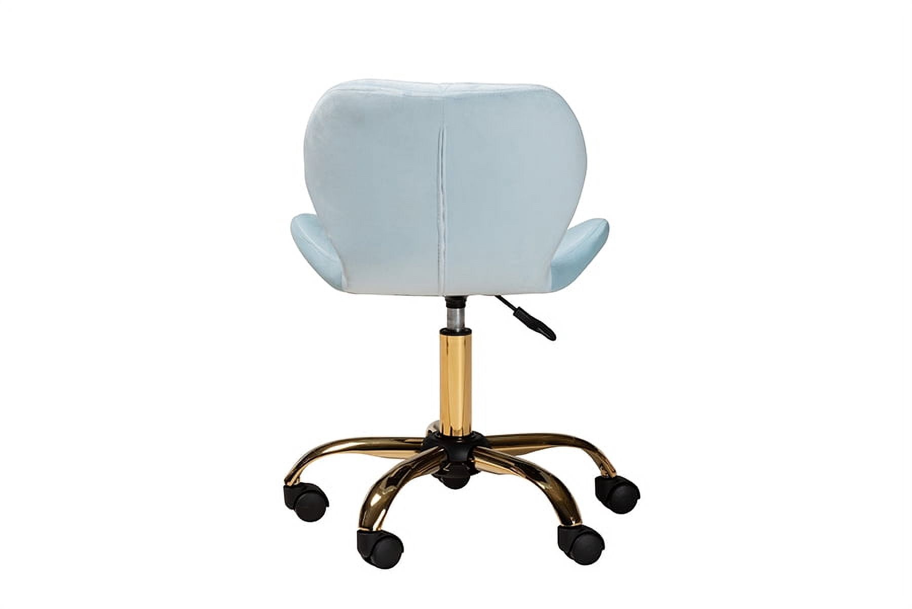 Baxton Studio Savara Contemporary Glam and Luxe Aqua Velvet Fabric and Gold Metal Swivel Office Chair