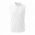thumbnail image 4 of VgaVtl Big and Tall Men's Tanks Summer Turtleneck T Shirt Men Workout Solid Color Casual White Sleeveless Button Tops, 4 of 6