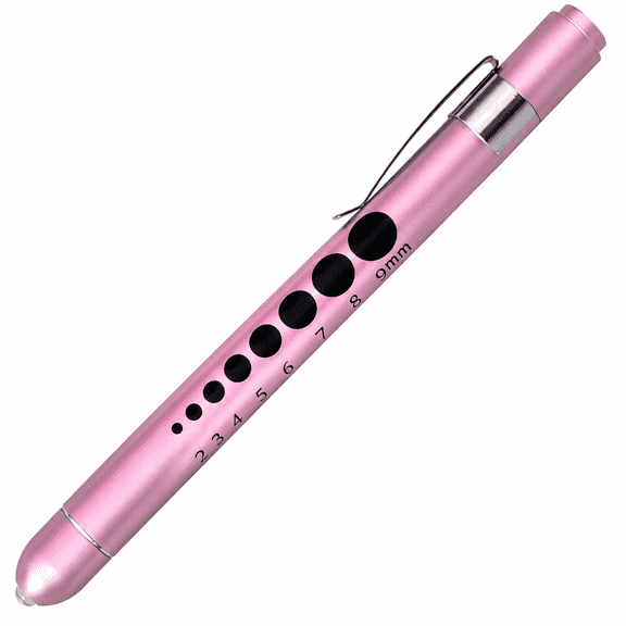 Leafnora Medical Pen Light for Nurse Doctor, Reusable Led Medical Penlight Flashlight with Pupil Gauge and Ruler, White Light, Pupil Gauge Penlights for Nurses Rose Gold