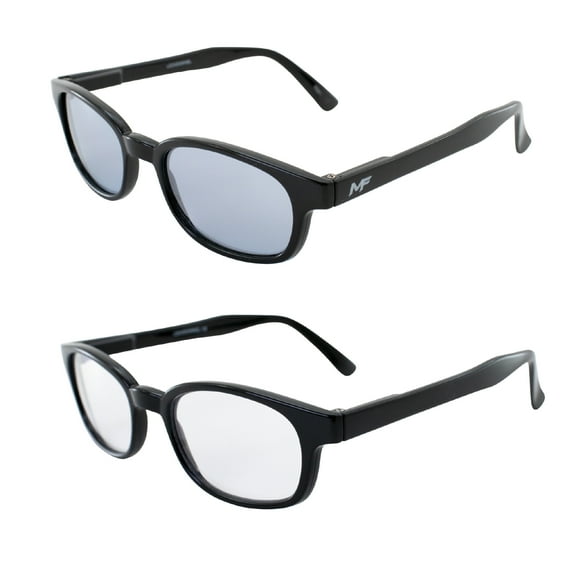 2 Pairs MotoFrames Lockdown Motorcycle Riding Glasses w/ Black Frames Blue Clear Lenses