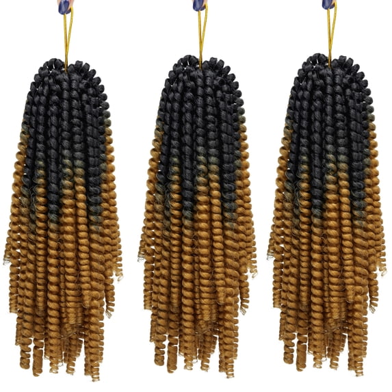 SAYFUT 3 Packs Spring Twist Braids Black Colors Crochet Braids Synthetic Braiding Hair Extensions Low Temperature Fiber 8inch 30Strands/Pack(8 inch, (1B/C6)